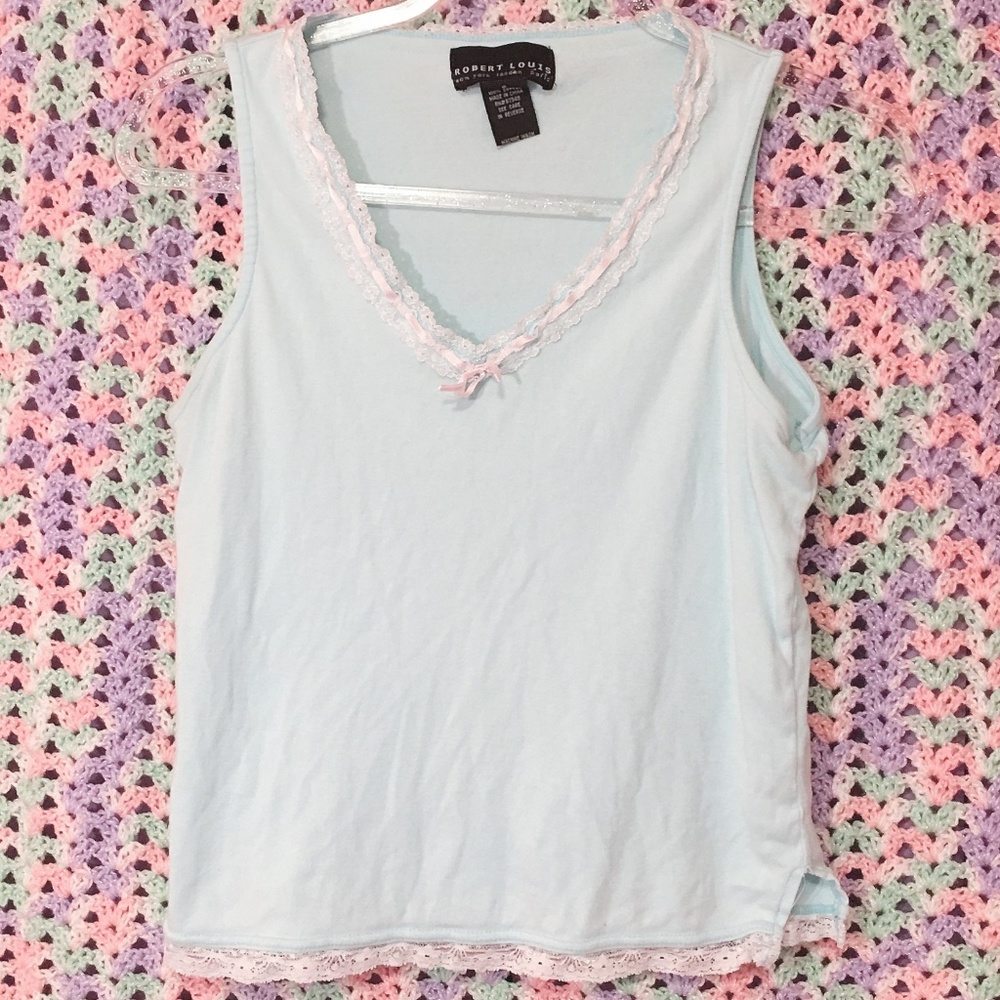 Pastel Mint Blue Lace-y Tank Small